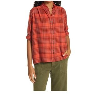 THE GREAT. The Cedar Plaid Shirt In Barn Red Plaid